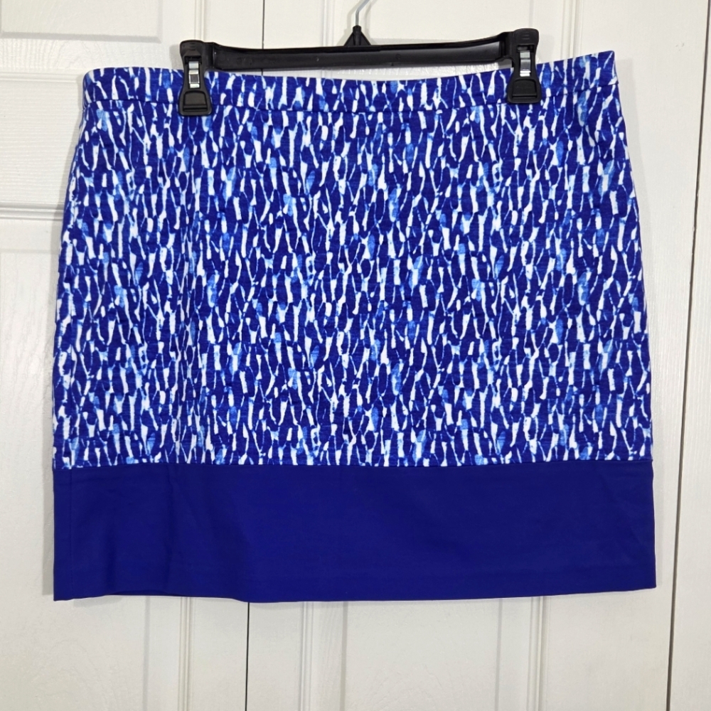Michael Michael Kors Royal Blue Geometric Design Mini Skirt Lined Sz 12